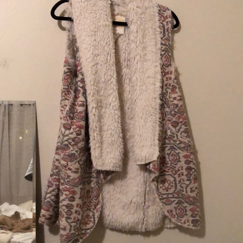 Anthropologie Long Shearling Vest